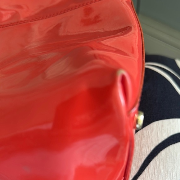 Vintage Kate Spade Orange and Gold Shoulder Bag with Glossy Finish - Picture 9 of 16